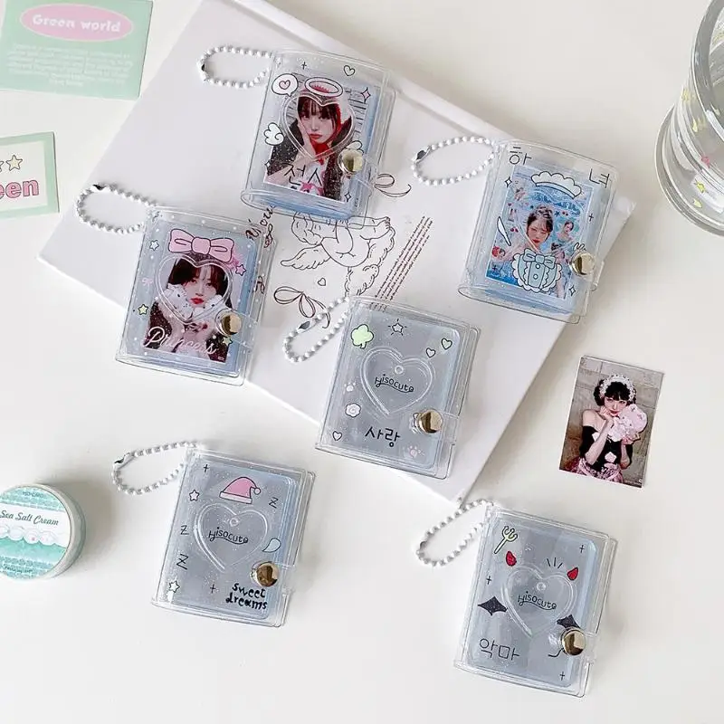2 Inch Pocket Photo Album Portable Idol Photocard Holder Durable Keychain Pendant for School Bag Decor Student Photo Collection