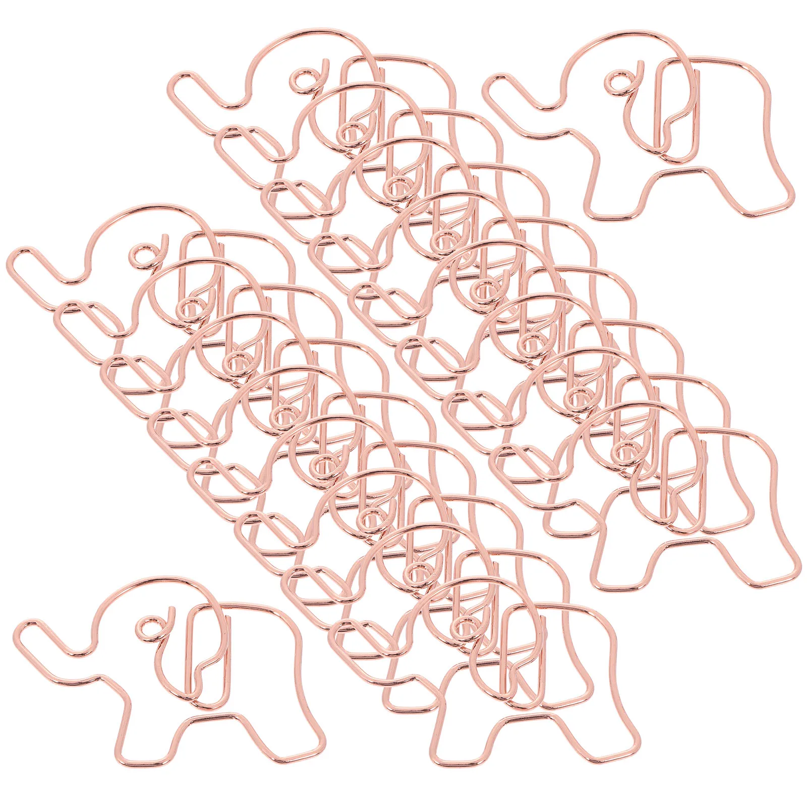 

20 Pcs Office Accessories Elephant Paperclip Desk Decorative Large Clips for Animal Rose Gold Funny Bookmarks