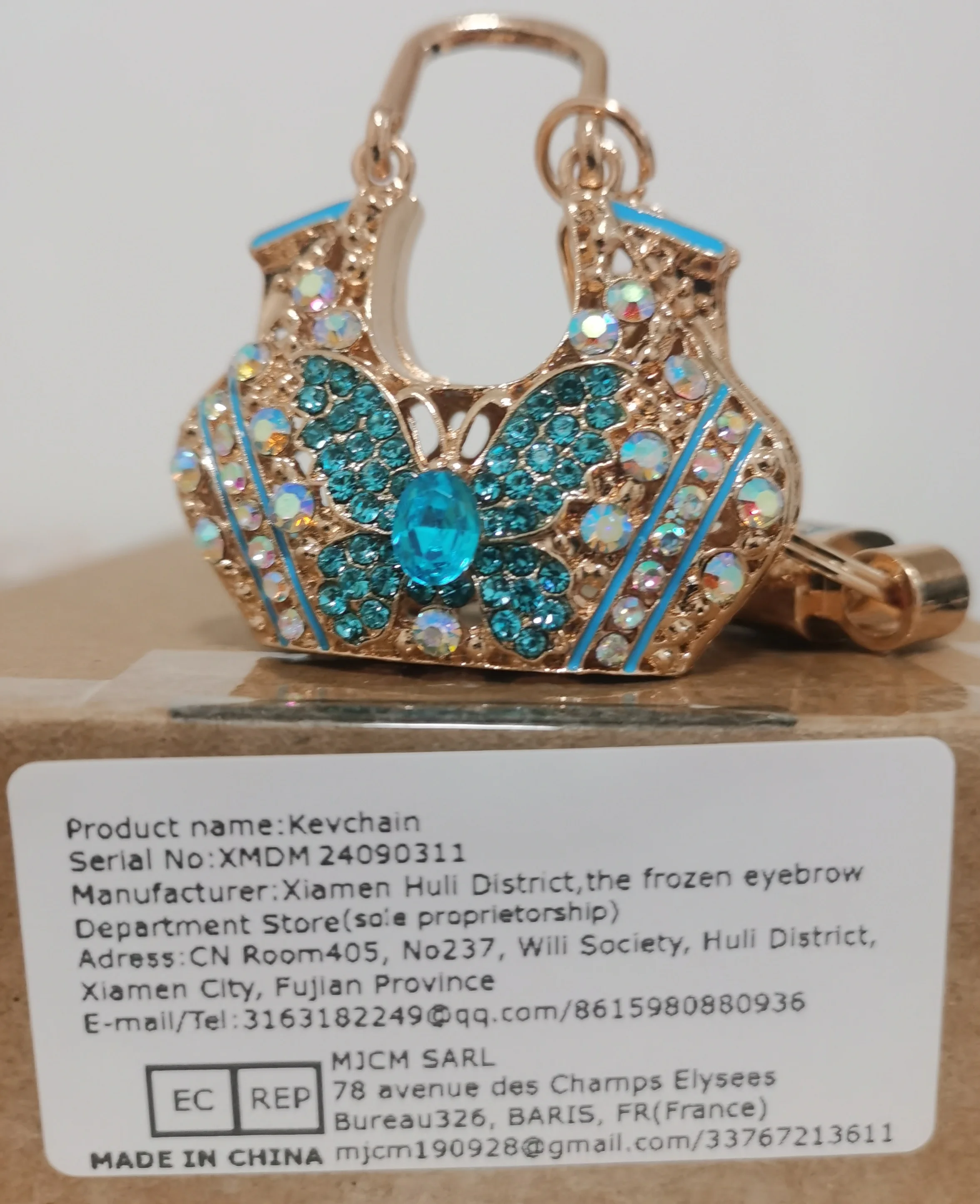 lovely handbag-shaped pendant keychain butterfly pattern