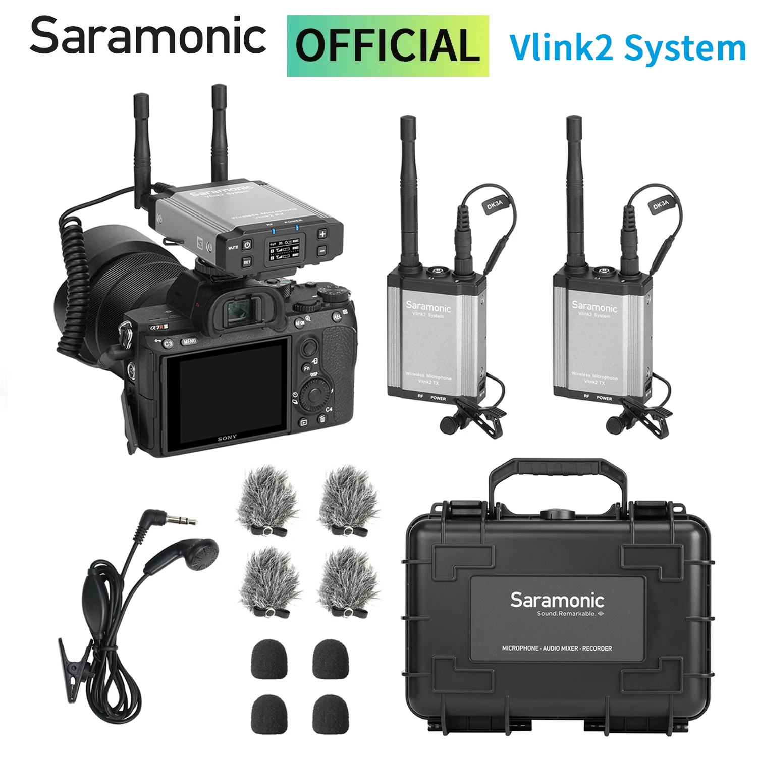 

Saramonic Vlink2 Kit2 Wireless Lavalier Lapel Microphone for iPhone Android DSLR Cameras Computer Youtube Video Recording Vlog