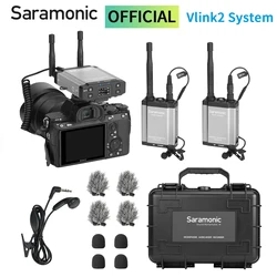 Saramonic-Vlink2 Kit2, micrófono de solapa inalámbrico Lavalier para iPhone, Android, cámaras DSLR, ordenador, Youtube, grabación de vídeo, Vlog