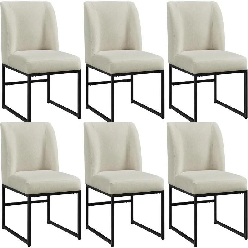 

Мягкие обеденные стулья, набор из 6 современных кухонных стульев для столовой с мягким средней спинкой, металлическими ножками для домашнего комплекта