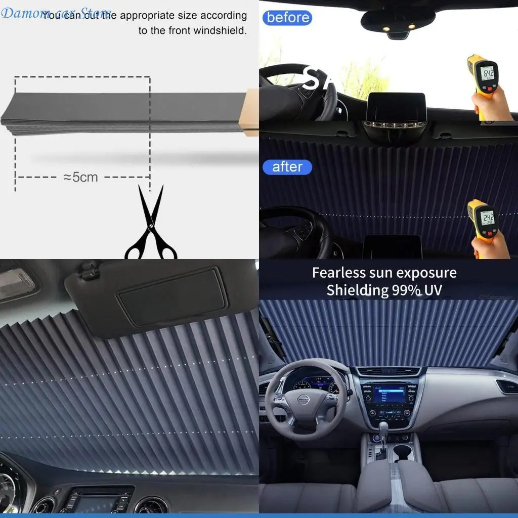 A2UC Car Sun Shade Heat Insulation UV Aluminum Foil Thermal Insulation Easy Install Suitable For Auto Windshield