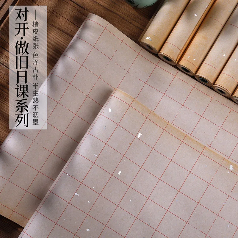 5 Sheets Xuan Paper 34x138cm, Half-Ripe Rice Paper for Small Regular Script Calligraphy, Semi-Cooked Chinese Brush Art Paper