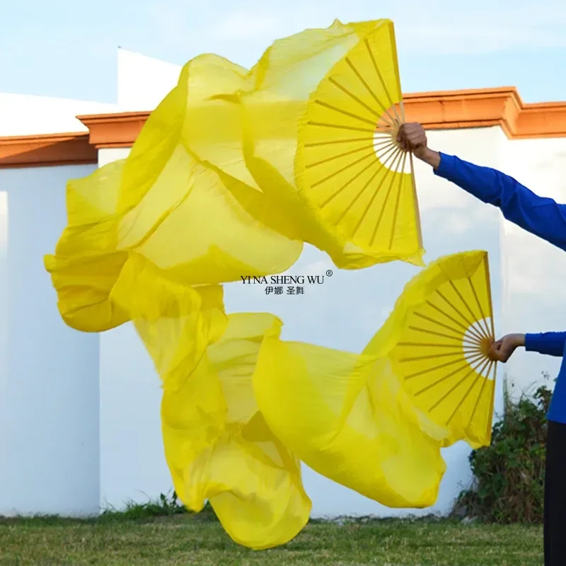 100 Silk Dance Fans 1 Pair Belly Dance Fans For Women Left Hand And Right Hand Bamboo Handle High Quality Silk Fans 9 Colors