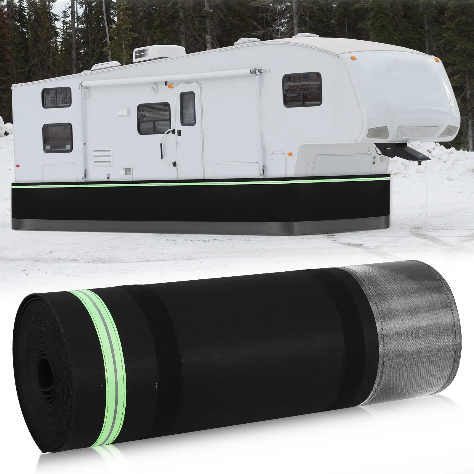 Windproof Bottom Cover with Tightly Metal Plates Wheel Car Covers Easy Installation Waterproof for Travel Trailer Motorhome