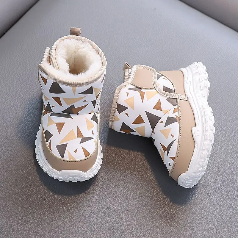 New Winter Kids Snow Boots Soft Sole Non Slip Warmth Leather Girls Boots Stain Resistant Windproof Baby Shoes​