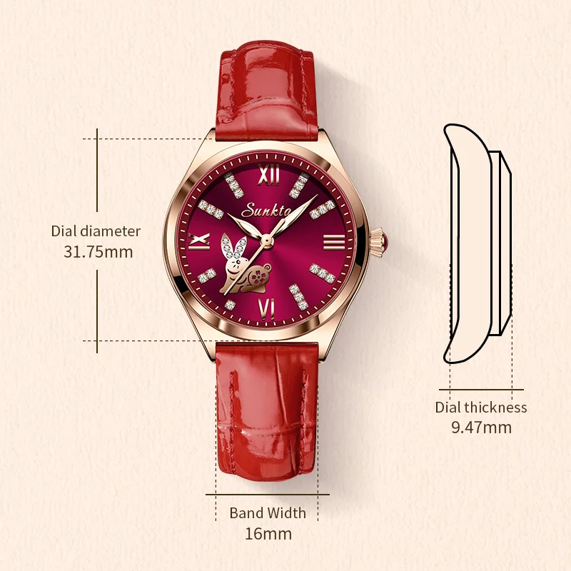 2023 New Fashion Watch Women Quartz Wristwatch Leather Belt Diamond Bunny Dial Luxury Woman Watch Casual Ladies Clock Reloj Muje