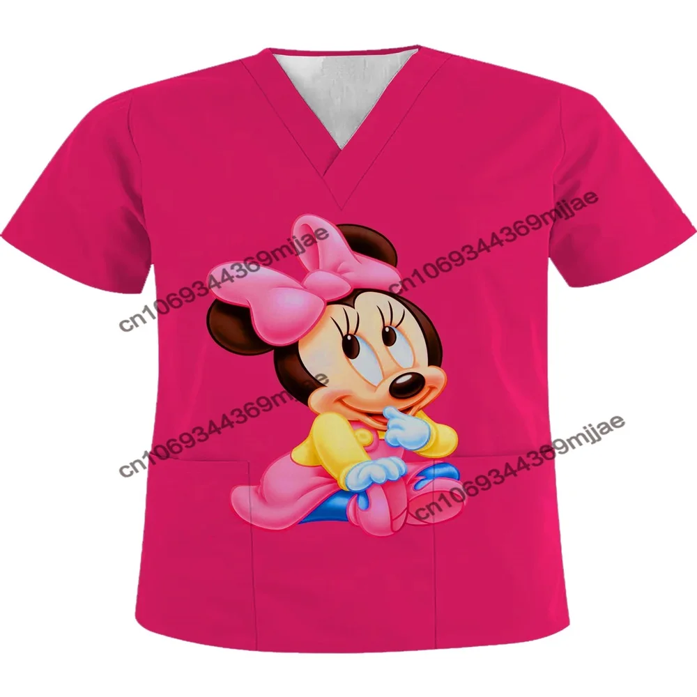 

Disney Y2k Tops Women Clothes Nurse Uniform Women's Blouse Pocket T-shirt for Girls Big Size Women's Clothing Crop Top Y2k Yk2