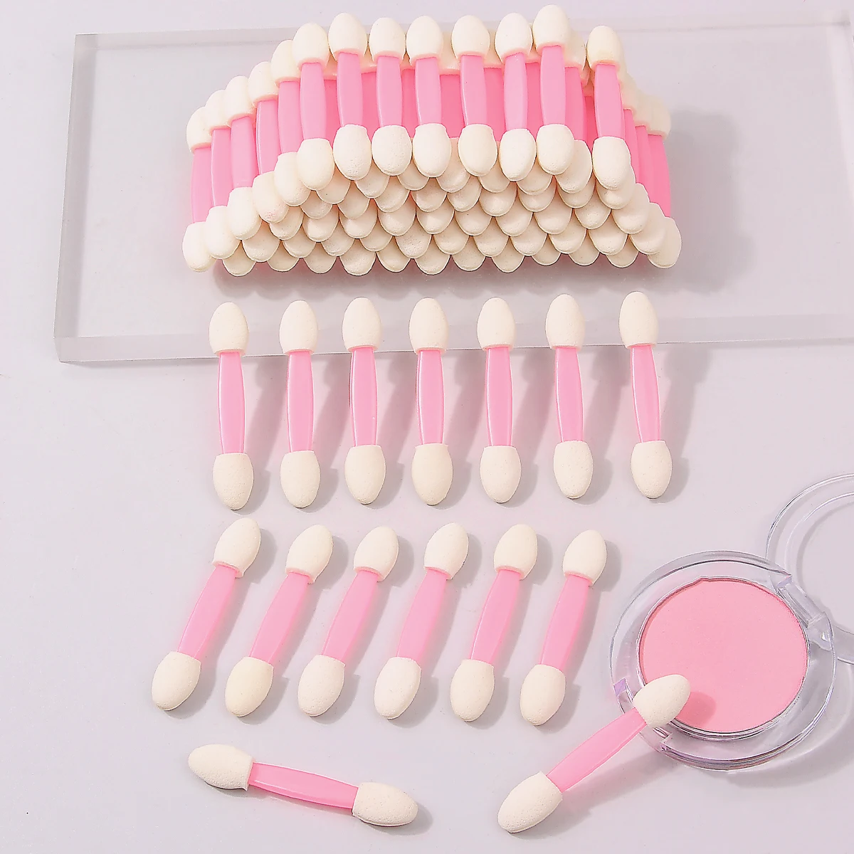 10/20/50/100PCS Doppelköpfiger Schwamm-Lidschattenpinsel, multifunktionaler Pinselstift für Nagelkunst-Anwendungen, tragbares Make-up-Werkzeug