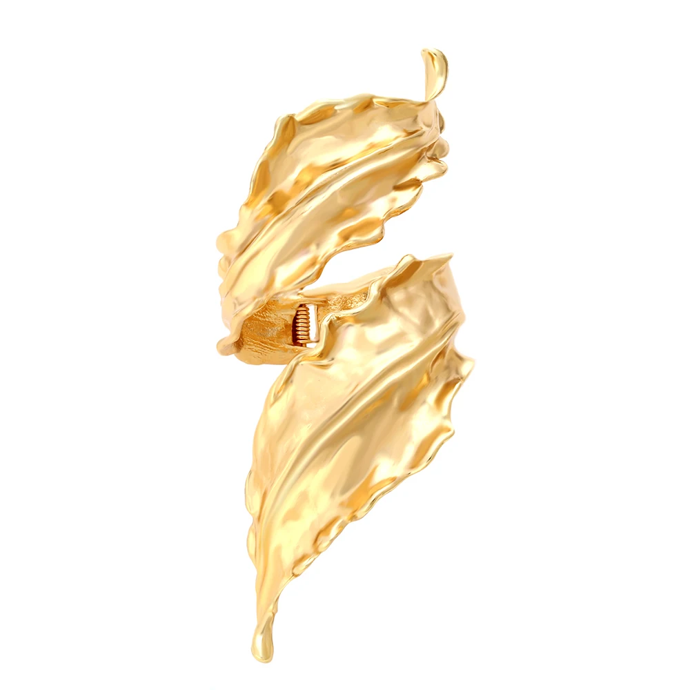 

ZA Fashion Light Luxury Style Vintage Exaggerated Design Alloy Leaf Hand Jewelry