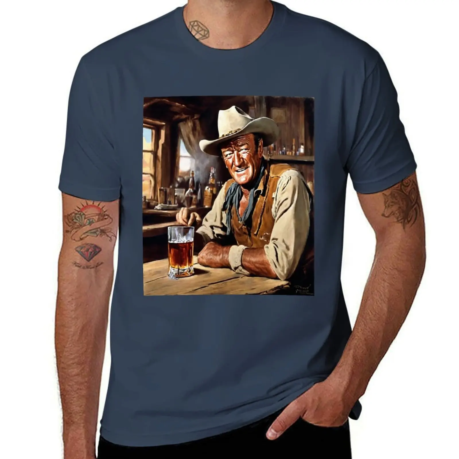 

Iconic John Wayne: Bourbon Whiskey at the Saloon T-Shirt Anti-Perspiration Workout Top