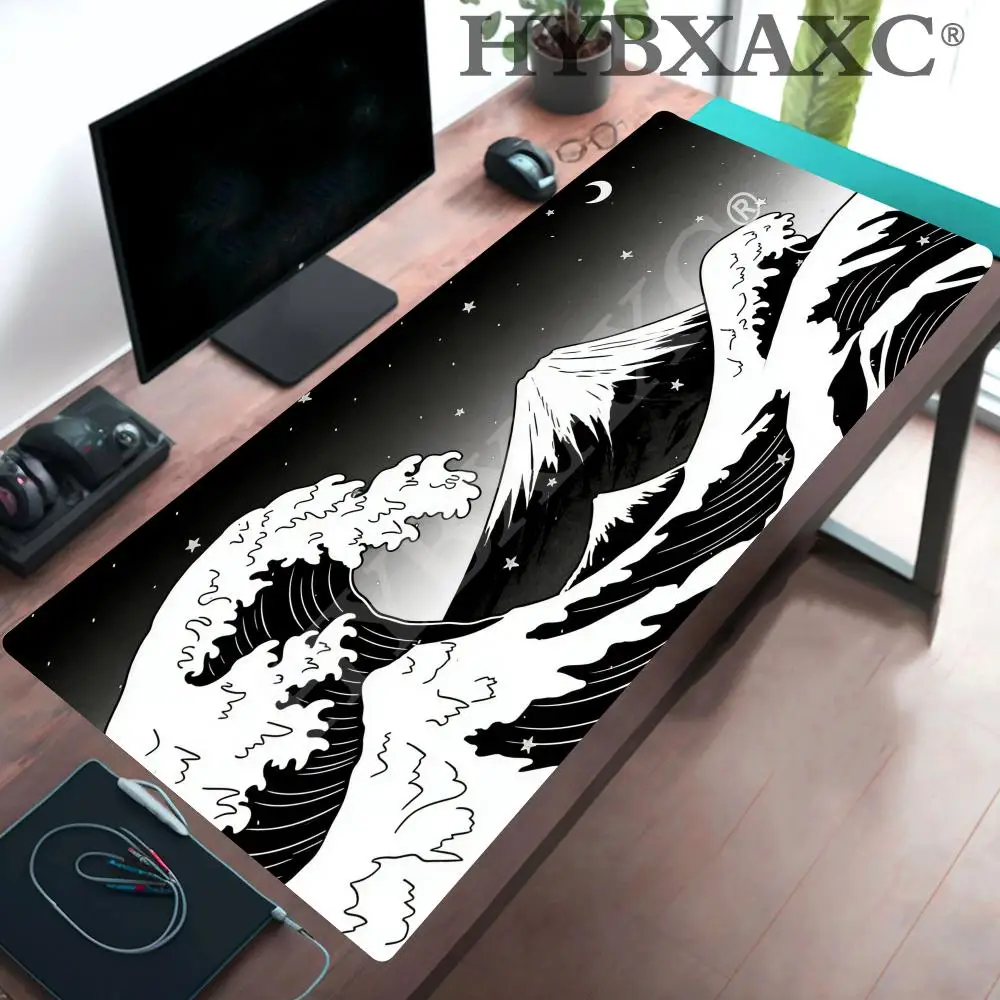 

HYBXAXC Minimalist White Mouse Mat Large Mousepad Japan Great Wave Keyboard Mat XXL Deskpad Pc HD Desk Mats Company Mouse Pad