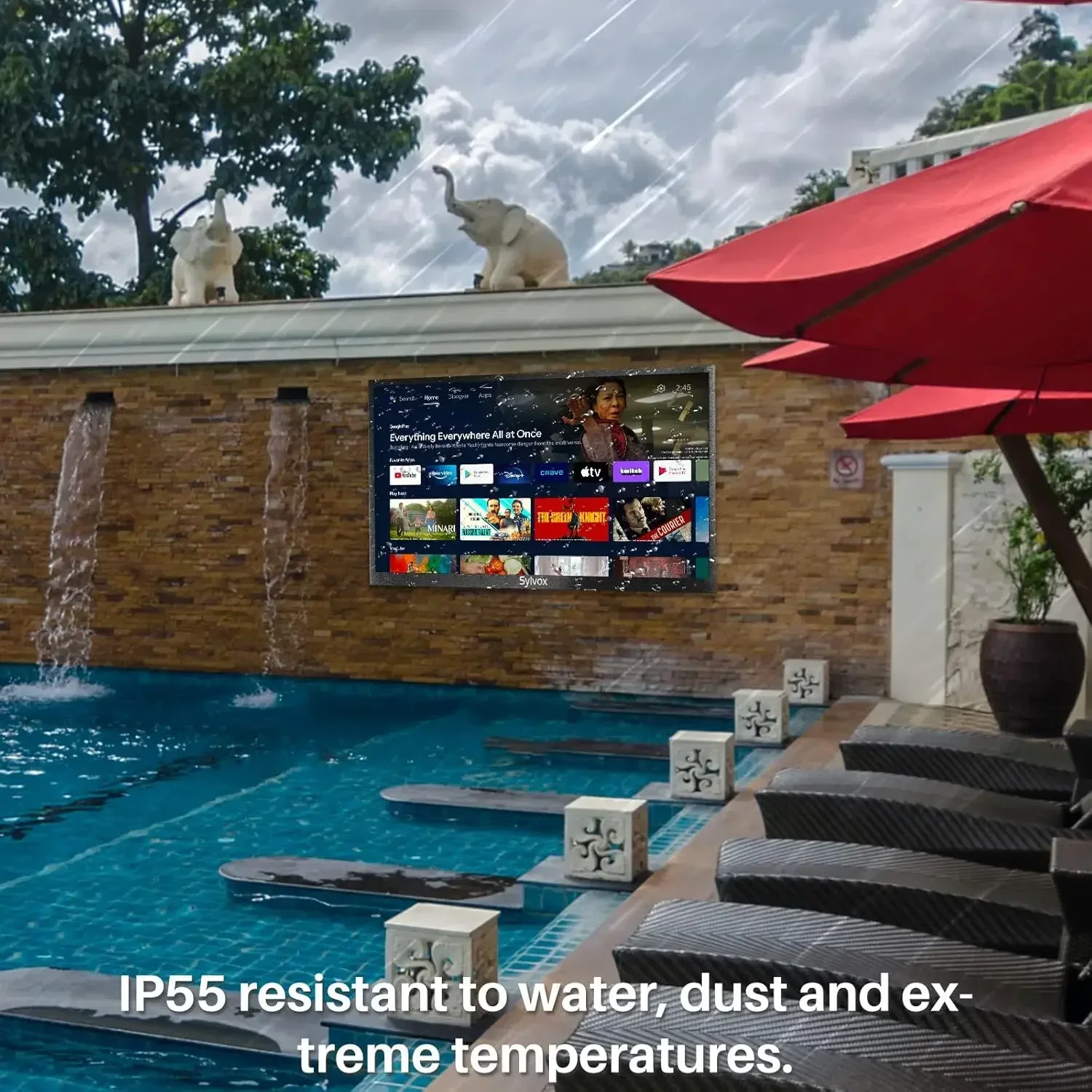 Outdoor TV, Smart Outdoor TV 43” 2000 Nits Full Sun, 4K UHD Weatherproof Outdoor Television with Voice Control