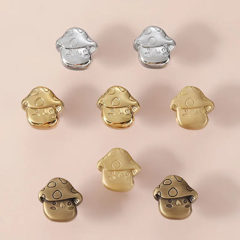 1pc Brass Mushroom Shaped Drawer Dresser Knobs Bright Chrome Gold Cabinet Handles for Children's Room Antique Furniture Handles