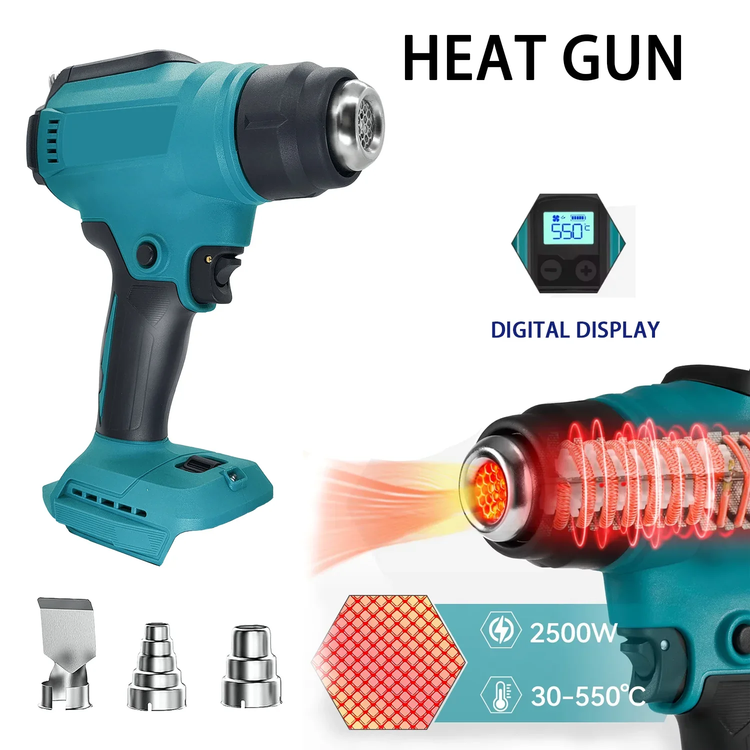 

18V Cordless Heat Gun Shrink Wrapping Tool Hot Air Soldering Dryer Thermal Blower with LED Display Professional Crafts Repair