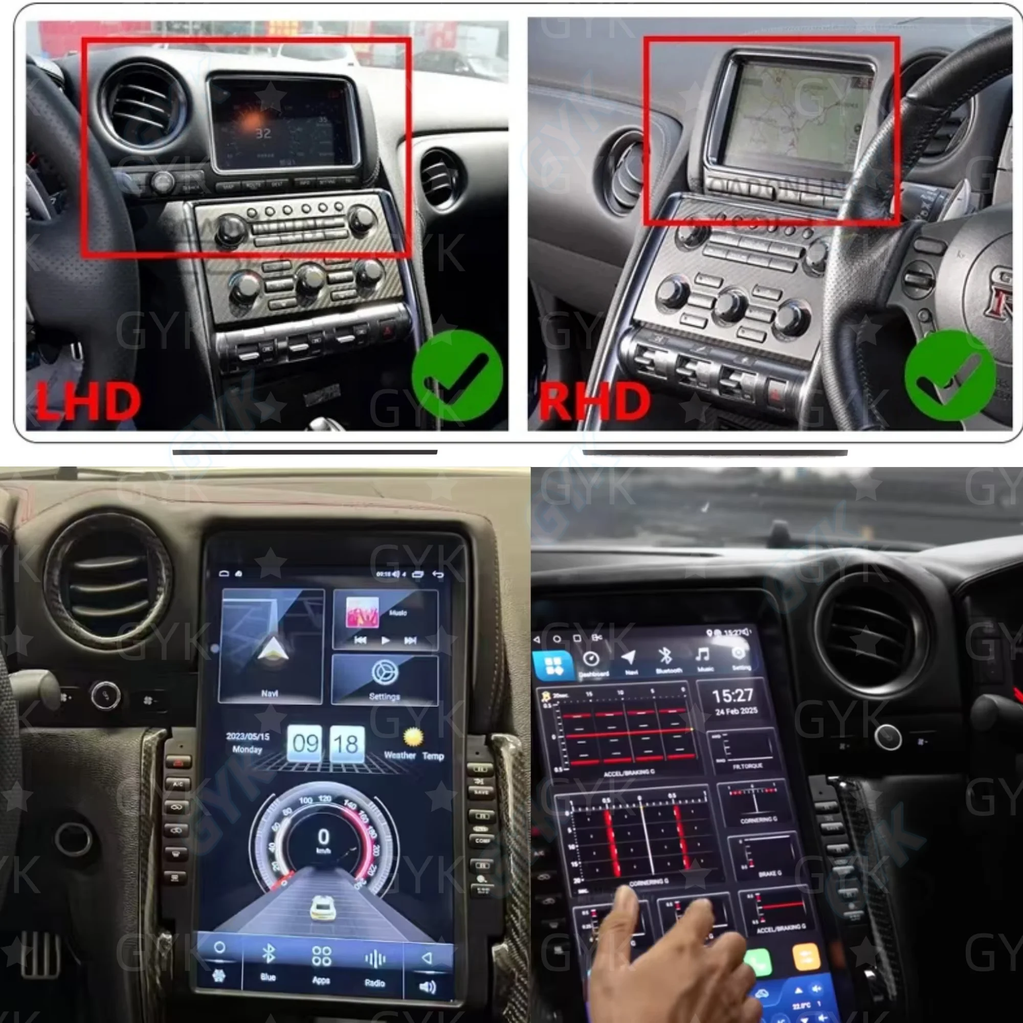 13.6'' Android 14 Carplay Car Radio For Nissan GT-R GTR R35 2007-2017 Multimedia Player Stereo Upgrade  Stereo Style Navigation