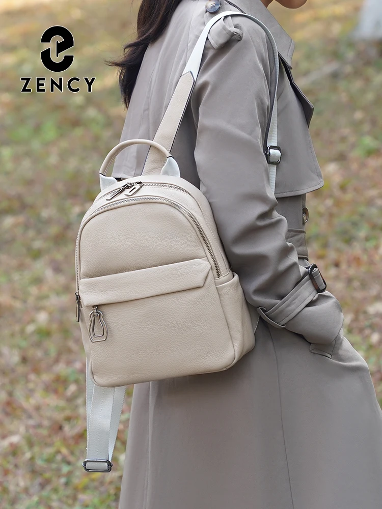 Zency Women's Genuine Leather Backpack Urban Rucksack for College Female Knapsack