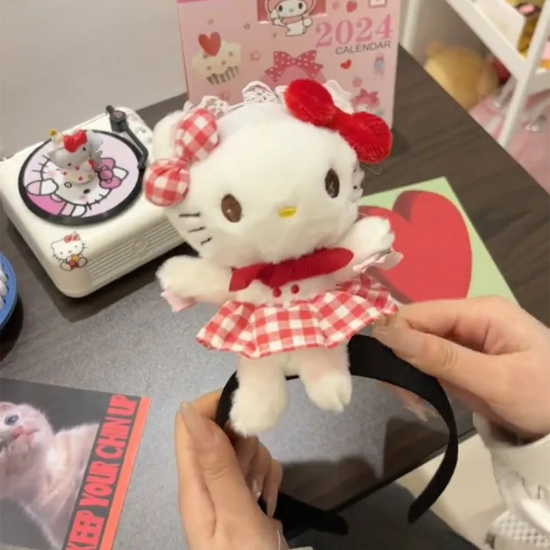 Sanrio Hello Kitty Hairband for Girls Hair Clip Hello Kitty Plush Stuff Y2K Things Accessorie Hairband Female Wash Face Hairclip