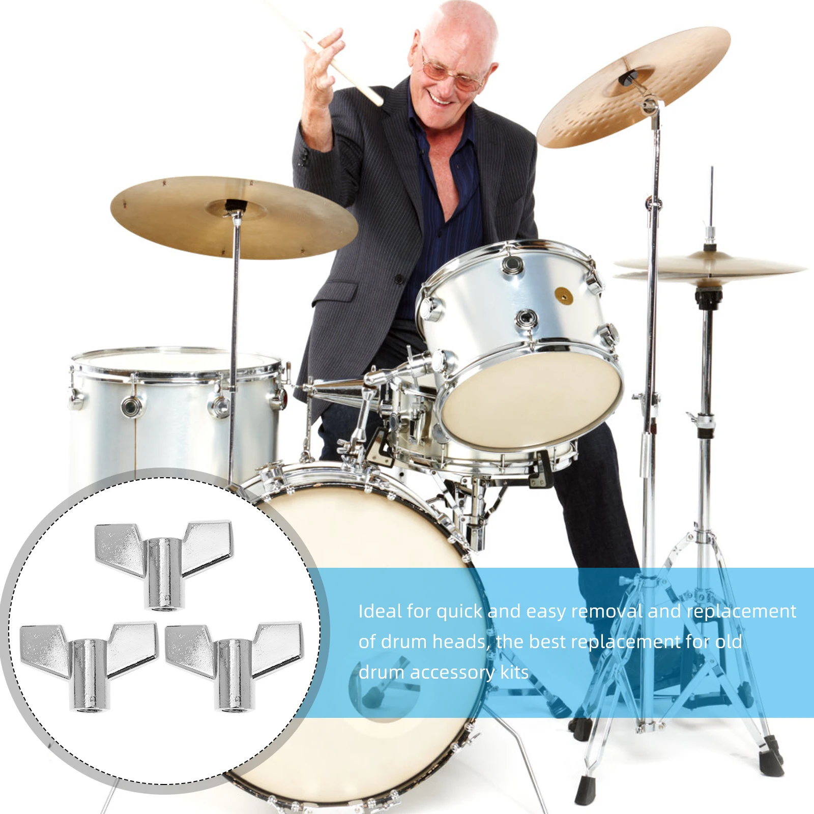 

3Pcs Drum Cymbal Alloy Durable Instrument Nuts for Cymbal Quick Adjustment Repair Percussion Instrument Parts