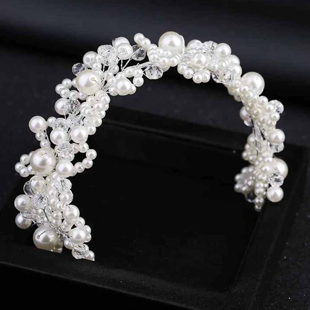 

Pearl Bridal Headwear White Artificial Crystal Rhinestone Wedding Hair Accessories Elegant Headdress for Wedding Brides