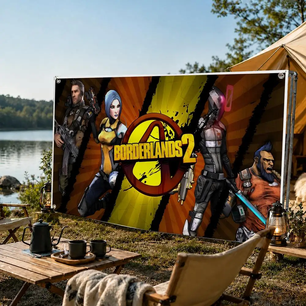 B-Borderlands 4 Flags Banner For Camping Decoration Outdoor & Garage Wall Hanging Decorations