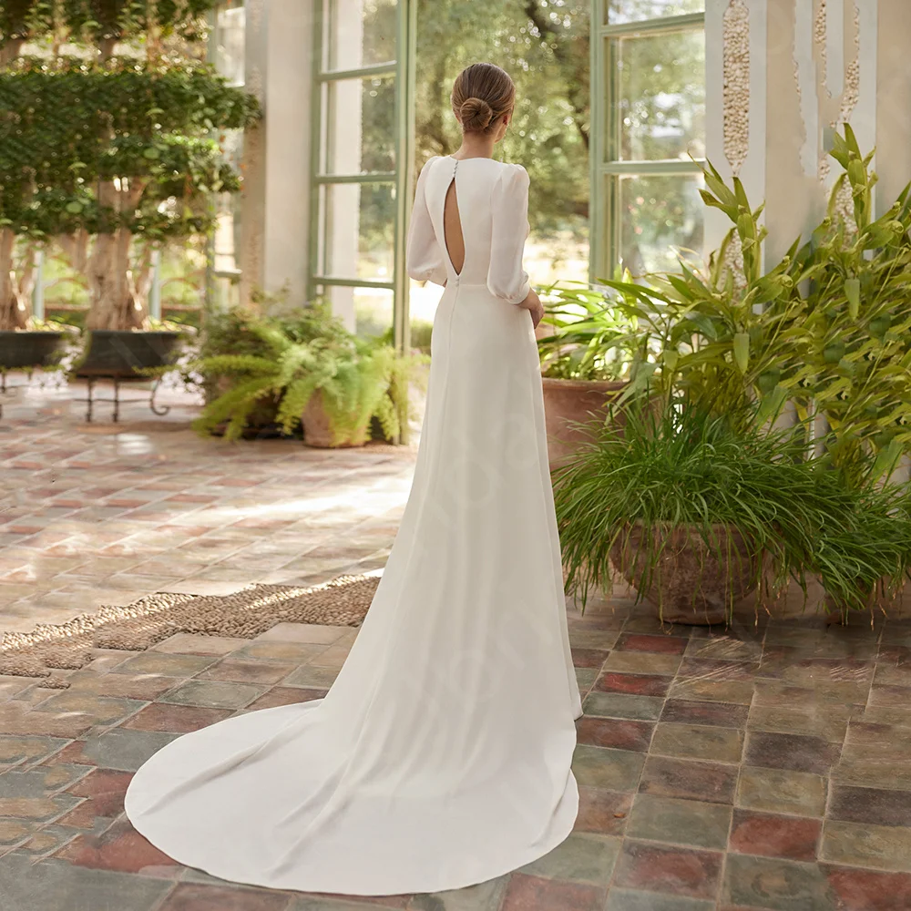 New Arrival Classic Wedding Dresses 2024 Bohomian Front Slit Bridal Gowns 3/4 Sleeves Bride Dress V Neckline Wedding Gowns White