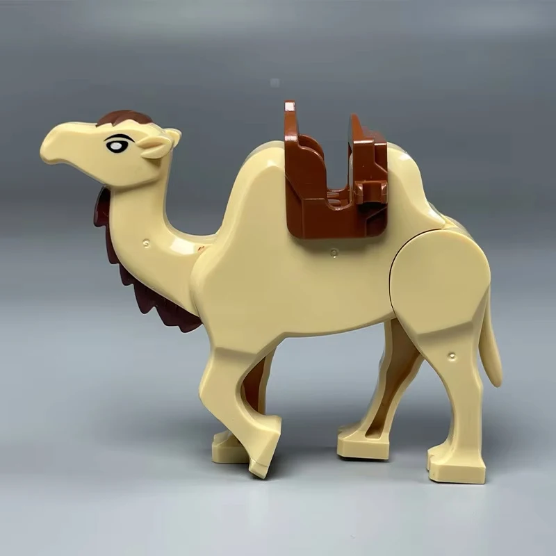 MOC Zoo-Tierfiguren Bausteine Afrikanischer Elefant Kamel Hirsch Wolf Krokodil Tiger Löwe Schaf Kriegspferd Mini-Bausteine Kinderspielzeug Geschenk S06