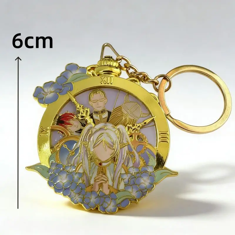 Rotatable Pocket Watch Style Alloy Keychain Cartoon Elf Character Enamel Metal Key Ring Bag Pendant Creative Collectible