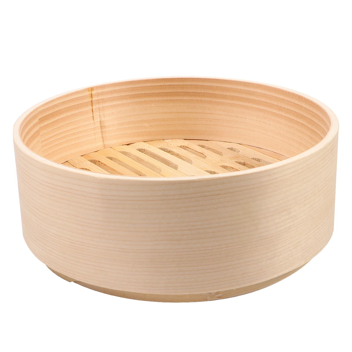 

White Pine Wood Steamer 21CM Basket for Cooking Buns Meat Vegetables Rice Fish Reheat Foods Healthy Kitchen Use