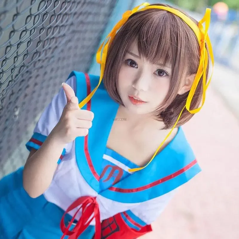 Anime Suzumiya Haruhi No Yuutsu Cosplay Suzumiya Haruhi Kostuum Vrouwen Meisjes Jk Uniform Top Rok Outfit Halloween Op Maat Gemaakt