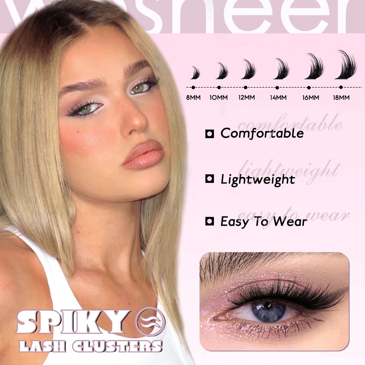 WOSHEER マンガクラスターラッシュキット DIY キャットアイラッシュクラスター まつげ接着剤とシーラント、まつげピンセット付き まつげエクステ