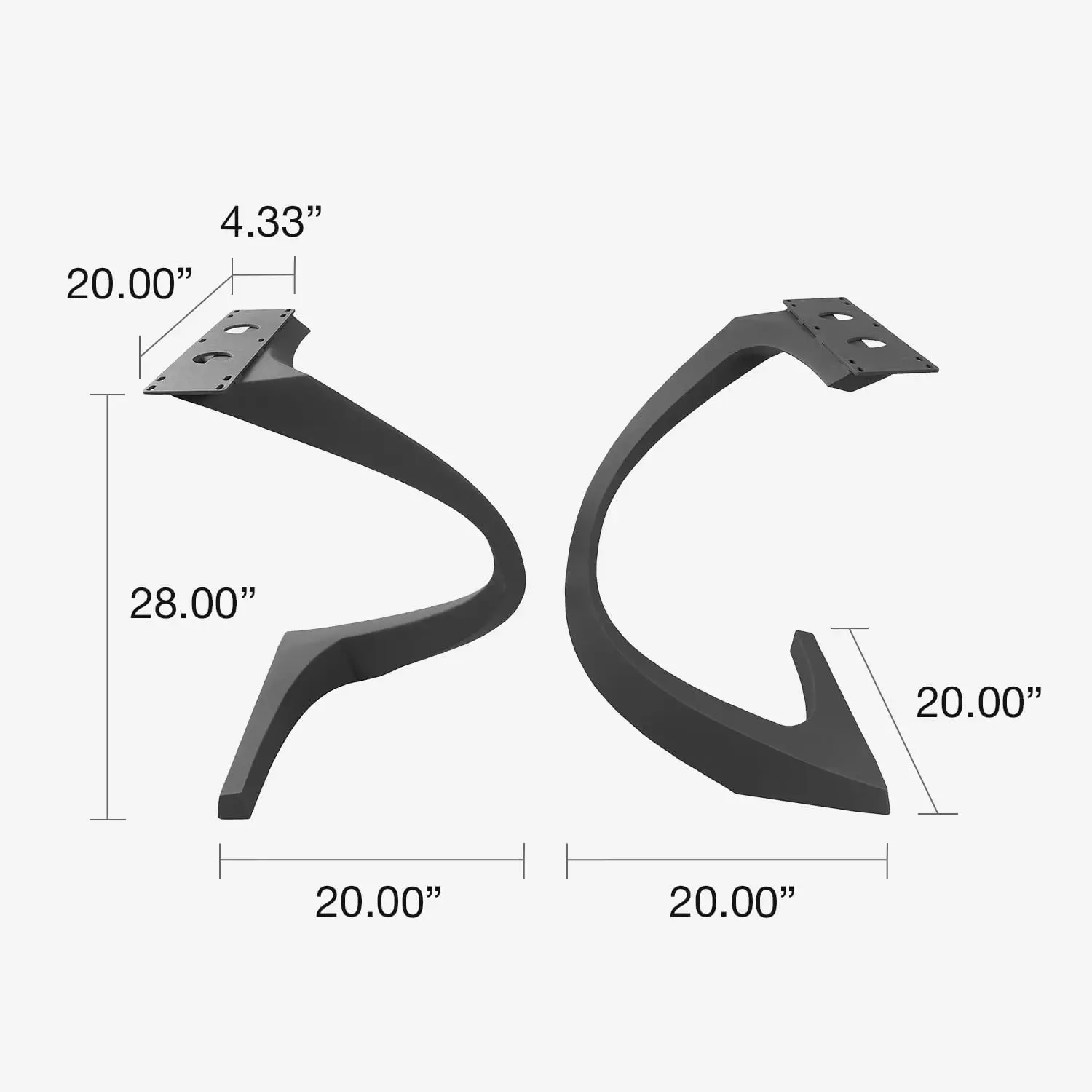 Flowyline 28\" H 315 Mamba Handcrafted Black Metal Table Legs Bases for Dining Tables Rust-Resistant Adjustable Steel Desk Legs