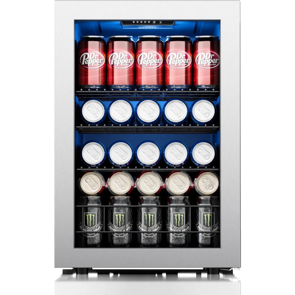 

Refrigerator, 80 Can Mini Fridge with Glass Door for Beer Soda Wine 38-68°F, Freestanding Under Counter Bever