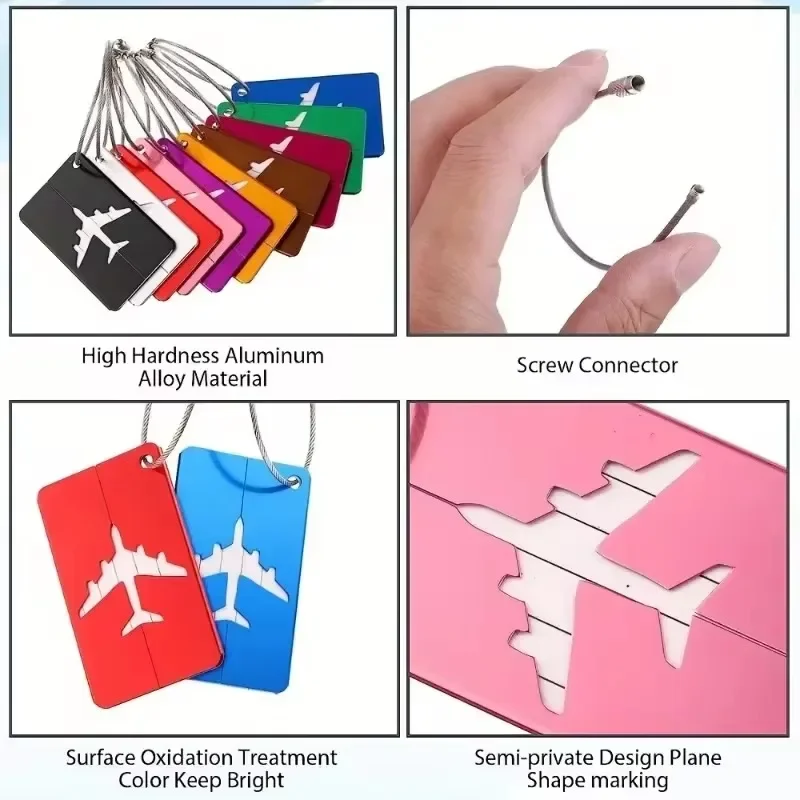 بطاقة أمتعة معدنية متينة مع حامل بطاقة عمل ، ملصق تعريف ، إكسسوارات سفر ، موضة #5