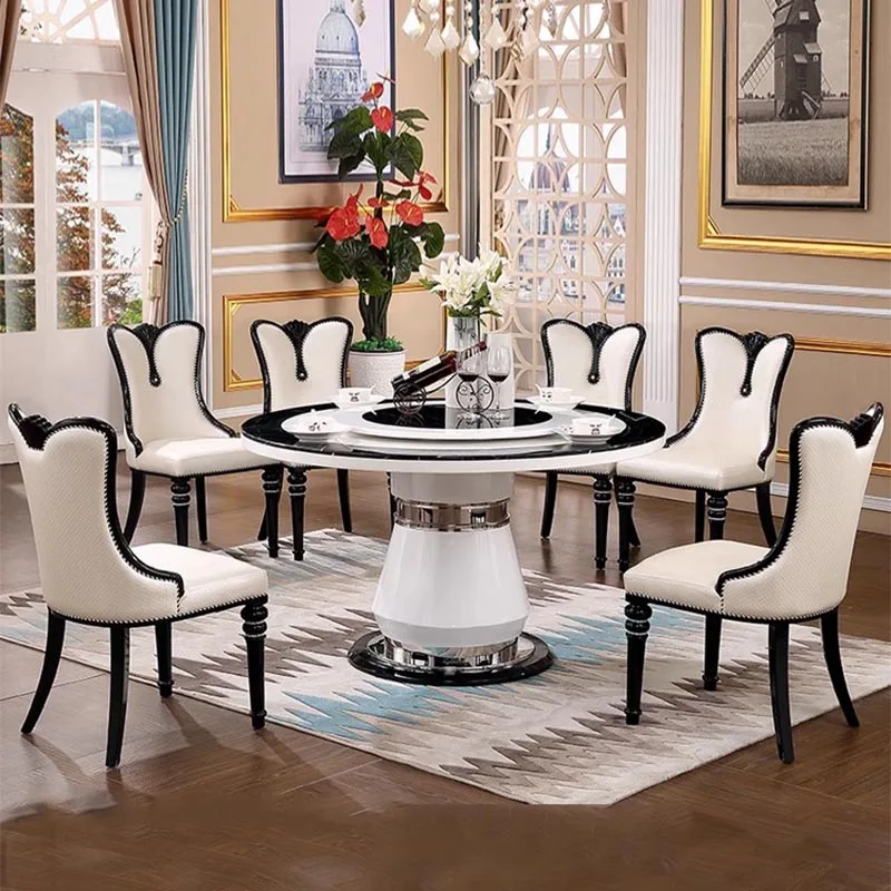 Round Party Kitchen Table Modern Unique Rotator Mobile Set Dining Table Marble Salon Luxury Nordic Esstisch Home Furniture