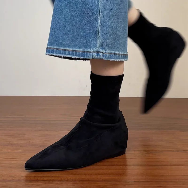 

Ankle Boots for Women's Pointed Toe Suede Fashion Shoes 2025 Walking New Gothic Boots Winter Brand Comfort Short Mujer Botas