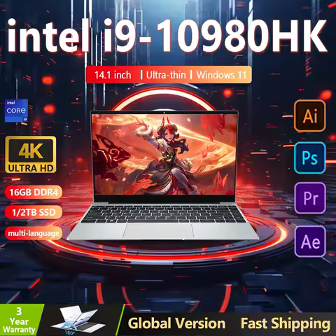 14.1&ldquo; Laptop Intel Core i9 10980HK windows 11 pro 16GB DDR4 2TB SSD Gaming Laptops Office PC gamer Portable notebook computer