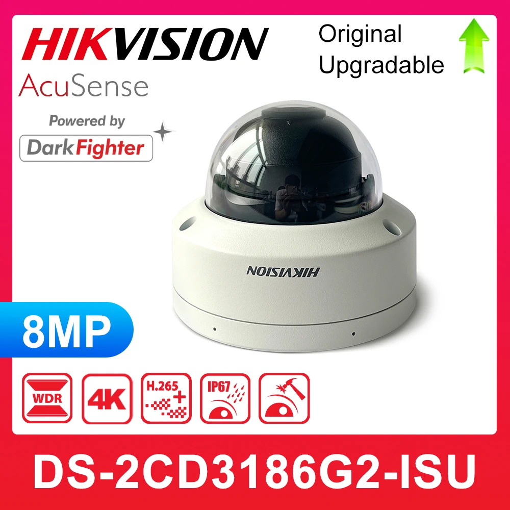 Hikvision DS-2CD3186G2-ISU 4K 8MP AcuSense IR Fixed Dome Network Camera deep learning DarkFighter