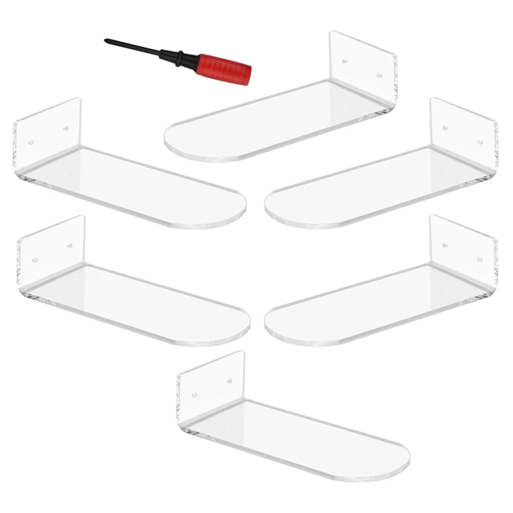 

6pcs Acrylic Shoe Rack Floating Shelves Clear Display Wall Mounted Hanging Racks Small Space Bracket Sneaker Storage