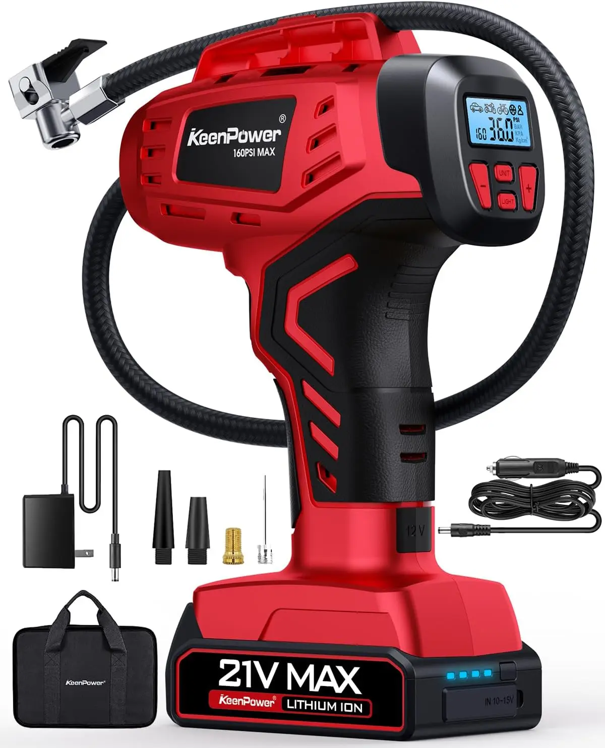 

Portable Digital Cordless Tire Inflator with 160PSI Gauge, Smart Modes & Dual Power for Car Tires