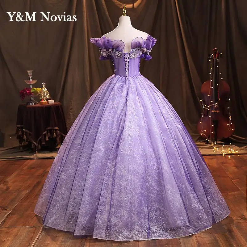 Customized Purple Quinceanera Dress Flower Ruffles Sweetheart Lace-up Back Sweet 15 Girl Princess Vestidos De Quinceanera Gown