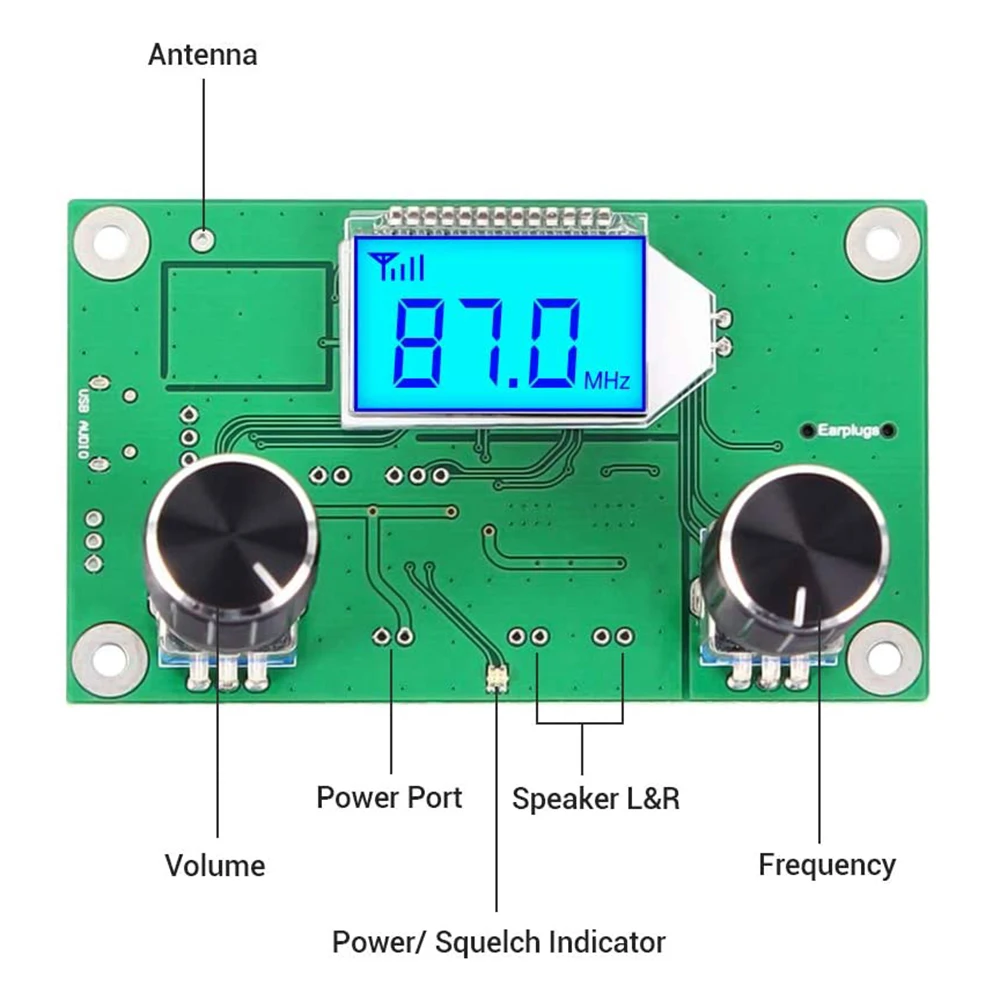 DIY Wireless FM Radio Receiver Module 87.0MHz-108.0MHz Frequency Modulation Digital Radio Transmitter Board with LCD Display