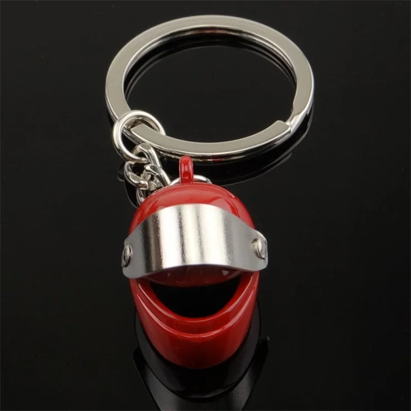 New 3d Creative Simulation Motorcycle Helmet keychains Mini Stereo Cap Model Backpack Key Pendant For Men Ornament Gifts