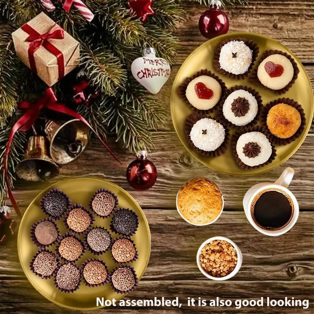 3 Tier Gold Cake Stand 27cm, Christmas Party Dessert Tower for Cupcake Candy Display, Metal Serving Platter - Image 3