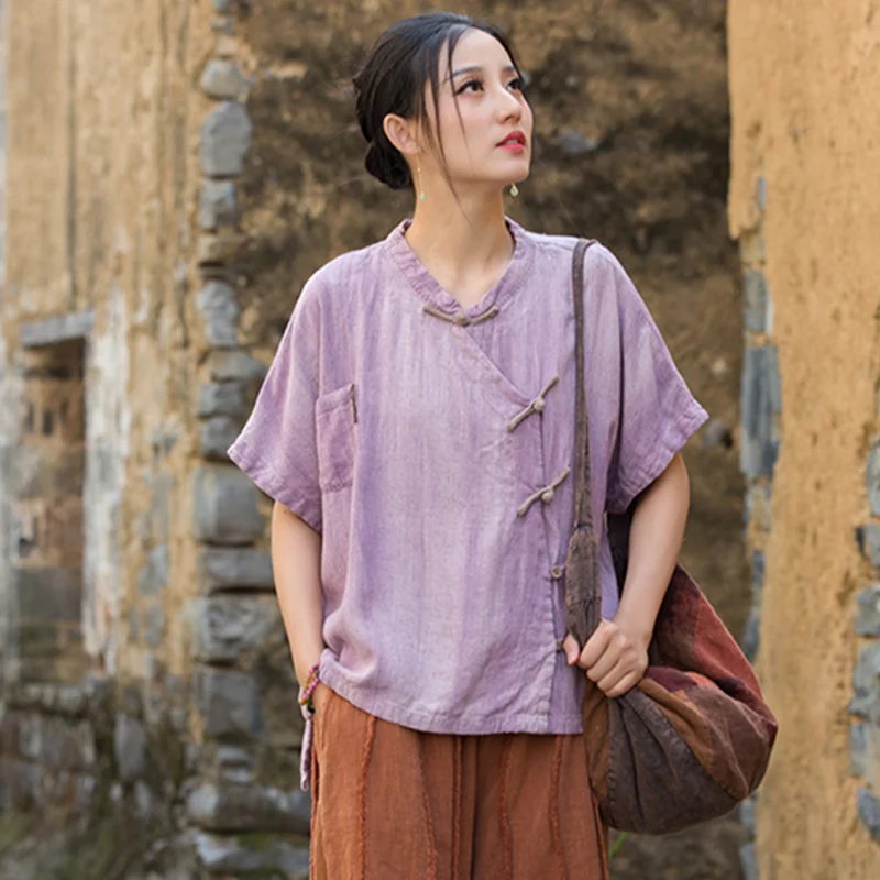 Long  Sleeve T-shirts  Vintage Clothes Blouses and Shirts Oversized T-shirt Women Clothes Women's Blouse Cotton and Linen