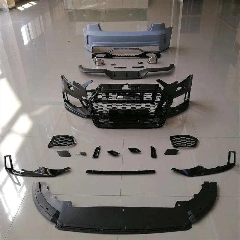 

Upgr 2017-2019 RS3 style bodykit body kit the front and rear bumper sets with lamps for A3 S3 sedan car parts 2013-2016
