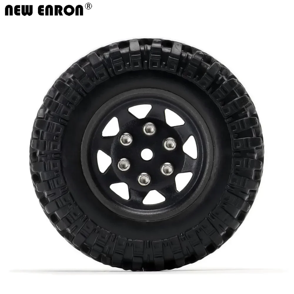 ใหม่ ENRON 4 ชิ้น 1.0 "พลาสติก Beadlock ล้อและ 49 มิลลิเมตรยางยางสําหรับ RC รถ Rock Crawler 1/24 Axial SCX24 90081 C10 Wrangler