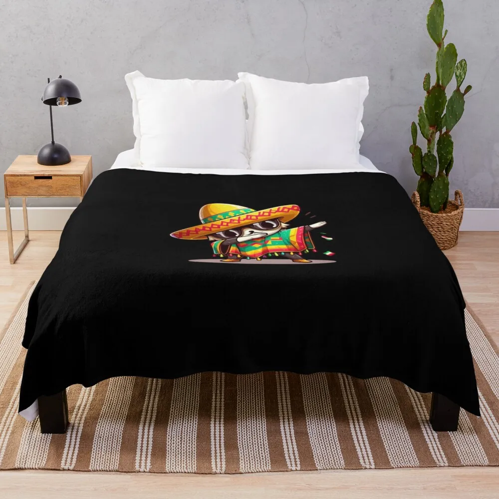 Dabbing Mexican Poncho Cinco De Mayo Throw Blanket Bed Soft Big Extra Large Throw Blankets