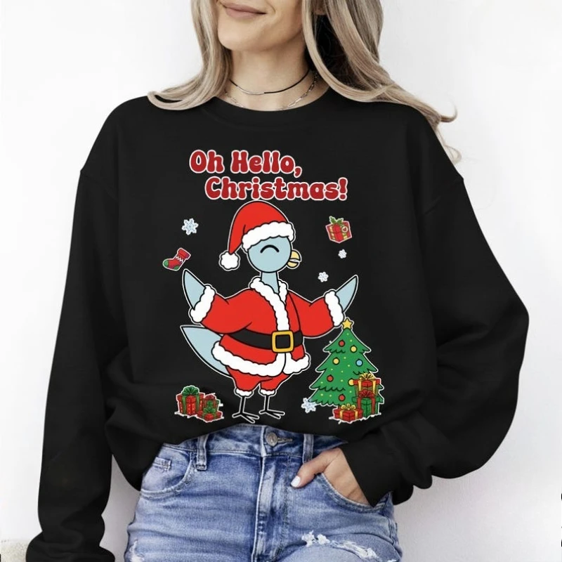 يا مرحبا عيد الميلاد حمامة البلوز مضحك عطلة حمامة قميص حمامة المعلم عيد الميلاد مريحة الخريف والشتاء الحرارية هودي